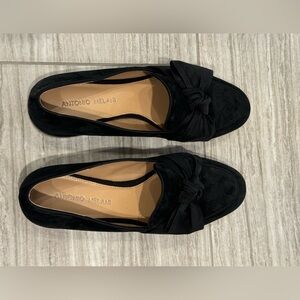 Black suede with black bow